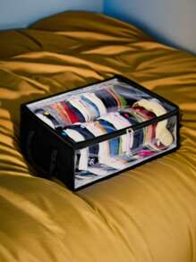 1pc Minimalist Transparent Visible Doll Clothes/Socks Multifunctional Foldable Underbed Storage Box, Hat Hanging Bags