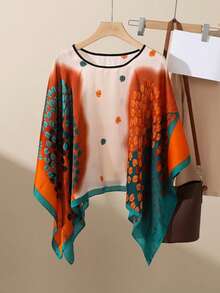 1pc Women's Floral Leopard Paisley Print Imitation Silk Scarf Shawl, Lightweight Sunscreen Hijab Headscarf, Vintage Fashion Beach Wrap - Multicolor - View 25