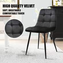 OYAJIA Set Of 4 Suede Kitchen Chairs With Metal Legs For Living Room Dining Room, Black - Black - View 5