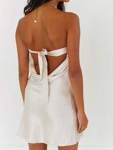 Vaiaye Ladies' Strapless, Strapless, Backless Sexy Dress - Champagne - View 6