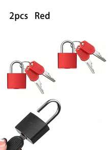 Mini Padlock With Keys, Small Luggage Lock, Compact Sturdy Steel Padlock - Travel Diary Lock, With 2 Keys, Durable Alloy And Plastic Key Lock, Multi-Color Options, No Charging Required, Suitable For Gym, School, Luggage, Etc. - Red - View 1