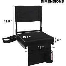 Stadium Seat With Back Support Bleacher Chair With Back And Cushion High Back Includes Shoulder Strap And Cup Holder - Black1 - View 5