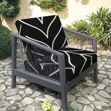 2/4/6pcs Printed Stretch Sofa Cushion Covers, Outdoor Seat Cushion Covers, Replacement Sofa Covers, Porch & Patio Furniture Protector Covers - Black - View 10