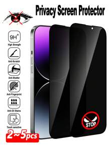 ZYONS Set de 5 protectores de pantalla de privacidad, protector de pantalla para iPhone, protector de iPhone, protector de pantalla iPhone, película protectora de vidrio templado para teléfono móvil, protección de pantalla completa, antiarañazos y resistente a caídas, de fácil instalación, compatible con iPhone 16E/16 Pro Max/16 Pro/16 Plus/16/15 Pro Max/14 Pro Max/13 Mini/12/11/XS MAX/XR/8+/7 Plus. Regalo ideal para cumpleaños, familia y amigos.