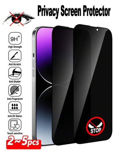 ZYONS 2pcs Privacy Screen Protector Film, Protect Privacy, Tempered Glass Screen Protector Sticker, Full Coverage, Anti-Scratch Anti-Shock, Easy Installation, Compatible With IPhone 17 Pro Max/17 Air/16E/16 Pro Max/16 Pro/16 Plus/16/15 Pro Max/14 Pro Max/13 Mini/12/11/XS Max/XR/8+/7 Plus Series