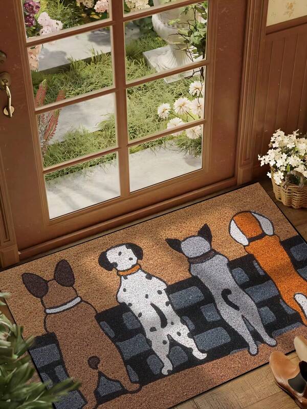 1pc Cute Puppy Design Welcome Doormat, Yellow Pattern Minimalist Style Short Plush Quick Dry Non-Slip Washable Entrance Floor Mat, Suitable For Kitchen, Bathroom, Dining Room, Hallway, Party, Gathering, New Year, All Season, Yard Decor Room Decor Home Decor Bathroom Decor Bedroom Decor Room Decoration Stuff Living Room Decor Office Decor House Decor Home Decor Living Room Bathroom Rug Room Decor Aesthetic Carpet Rugs