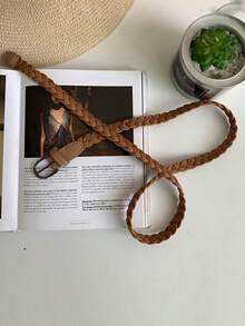 1/3件女士复古轻松简约方便腰带亚麻编织腰带森系学院风腰带女式装饰牛仔腰带 - 多色 - 查看 8