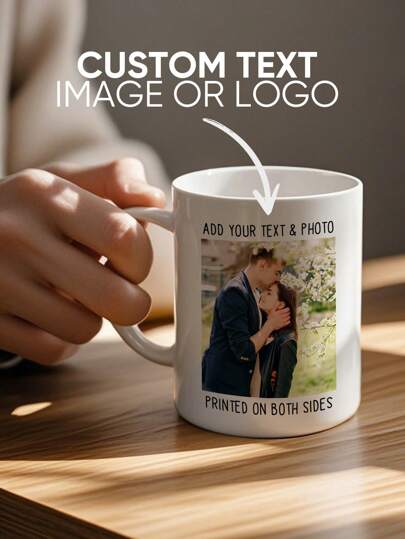 1pc Custom Photo Coffee Mug, 11oz Personalized Mug Picture, Text, Name - Gifts For Mom, Dad, Boyfriend, Girlfriend, Best Friend, Thanksgiving Day, Christmas Gifts, Multi-Functional, Ornamental, Exquisite, Stylish, Colorful, Modern, Custom, Personalized, Unique, Ideal Gifts For Her, Boyfriend, Dad, Girlfriend, Mom, Family, Friends, Tea Room, Home, Garden, Office, For Anniversaries, For Valentine's Day, For Mother's Day, For Father's Day, For Graduation, For Housewarming, Xmas Decoration,High-Quality