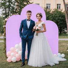 Tło łuku, 5 stóp, 6 stóp, 6,6 stóp, 7,2 stóp Pokrycie łuku ślubnego Dwustronne, Spandex, dopasowane, tło łuku, kopuła, tło łuku, tkanina na przyjęcie urodzinowe, dekoracja stojaka łuku ślubnego - liliowy (stojak nie jest dołączony, tylko tło z tkaniny), Boże Narodzenie