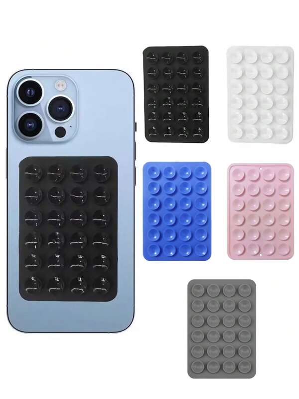 5 pezzi supporti per telefono in silicone con ventosa multifunzione, supporto per parete con ventosa quadrato antiscivolo, adesivo per retro di custodia per fissare il telefono cellulare