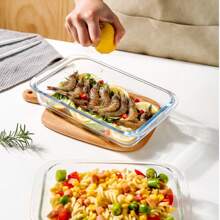 1 pièce Plat de cuisson en verre rectangulaire, Plateau à fruits, Plat à poisson compatible au four, Plat à gratin en verre borosilicaté haute qualité, Compatible micro-ondes
