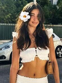 1pc Bohemian Hibiscus Flower Faux Flower Hair Clip, Swimsuit Side Decor Hair Accessory For Bride, Beach Travel,Hair Barrettes Hair Clips Claw Clips Hair Claws, School Stuff, Vacation Outfits Woman