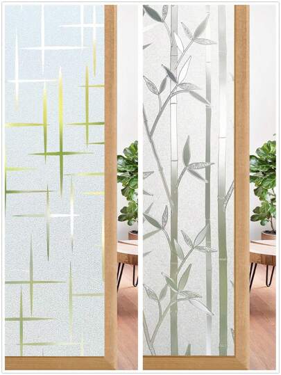 1Roll Window Privacy Film Frosted Glass Window Film, Decorative Privacy Cling, UV Blocking Staic Cling Bathroom Glass Frosting Sticker, Non-Adhesive Front Door Cover Room Decor Stickers Home Decor Wall Decor Bedroom Decor Bathroom Decor Room Decor Home Decor Living Room Wall Paper Wall Stickers Wall Papers Kitchen Decor Personalised Stickers
