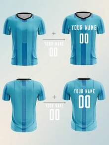 Personalized Soccer Jersey Short Adults With Name Number Team Custom Shirt - Blue - View 2