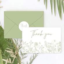 Green Floral Thank You Cards With Envelopes,Wedding Invitation Cards,Thank You Notes For Wedding,Business, Small Business, Funeral, Graduation