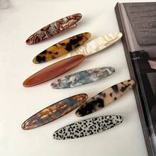 Simple Acetate Hair Clip Side Pins Tortoiseshell Colored Bars Oval Shape Geometric Hairpin Women's Hair Accessories