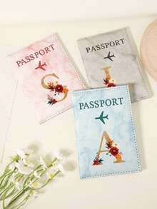 1pc A-Z 26 Letters Fashionable Letter Print Stylish Burgundy Passport Cover, Premium PU Leather Passport Wallet With Multi-Card Pockets For Credit Cards, Boarding Passes, And IDs, Compact And Portable Travel Essentials Organizer For Women, Men Graduation - Pink - View 7