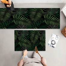 1pc Green Plant Abstract Pattern Non-Slip Diatomite Clay Kitchen Carpet, Rug, Mat, 3D Printed Rectangle, Suitable For Living Room, Bedroom, Corridor, Bathroom, Laundry Room - Polyester Carpet, For Indoor And Outdoor Home Decor - FUCFD183 - View 4