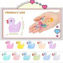 20/30/50/100pcs Mini Bright Resin Ducks, Colorful Glowing Small Duck Statues For Garden Decoration, Miniature Landscape Garden, Dollhouse Ornaments Garden Sculpture Landscape Decorations ,Mighty Ducks,Toys Adult,Tiny,Small Animal,
