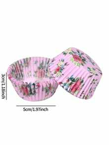 100 pezzi Pirottini per cupcake in carta con motivi floreali, resistenti al calore e impermeabili all'olio, adatti per matrimoni, feste di compleanno e altri eventi