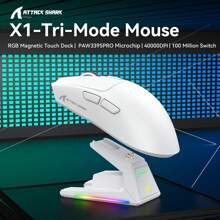 3M X1 Wireless Gaming Mouse With RGB Charging Dock, PAW3950 PRO Sensor Up To 40K DPI,53g Ultra Light Tri-Mode Computer Mice,1KHz Polling Rate 5 Programmable Buttons For WIN