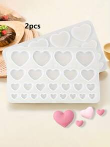 1/2/5pcs Set Heart-Shaped Silicone Mold, DIY Chocolate, Fondant, Cake Decoration Baking Mold