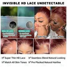 26 Inch Reddish Brown Body Wave 13x6 Glueless Lace Front Wigs Human Hair Light Chocolate Brown Hair Wigs 180% Density Auburn Copper Reddish Brown Wigs For Women - Reddish Brown - View 8