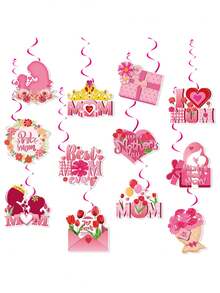 1 Stück Muttertags Dekorations-Set beinhaltet Banner, spiralförmiger Hängeschmuck, Hängende Karte, geeignet für Hochzeit, Muttertag, Geburtstag, Vatertag, Valentinstag, Babyparty, Graduation, Einweihungsparty, Festivalfeier