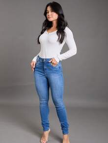 Women's Skinny Pants - 藍色 - 查看 6