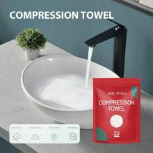 20 pezzi Mini asciugamani compressi, asciugamani riutilizzabili, asciugamani viso compressi ispessiti, fogli asciugamano da viaggio portatili a forma di moneta, idratati ed espandibili