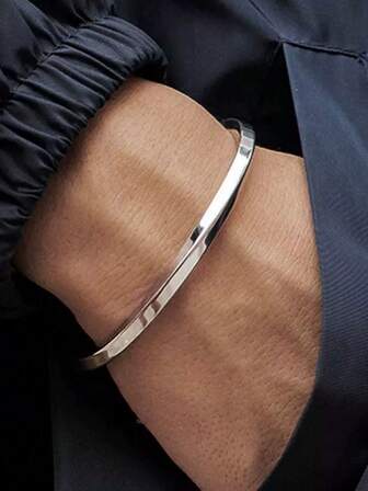 1 pieza Brazalete ajustable de acero inoxidable con giro de Moebius para hombre, para uso diario, resistente al agua y al desvanecimiento, un regalo perfecto para el Día de la Madre