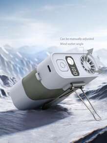 1 Stück USB-Ventilator Taillenlüfter tragbarer Halsventilator mit starkem Wind Power-Bank LED-Beleuchtung für Familie, Outdoor, Arbeit