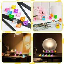 20/30/50/100pcs Mini Bright Resin Ducks, Colorful Glowing Small Duck Statues For Garden Decoration, Miniature Landscape Garden, Dollhouse Ornaments Garden Sculpture Landscape Decorations ,Mighty Ducks,Toys Adult,Tiny,Small Animal,