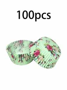 100 pezzi Pirottini per cupcake in carta con motivi floreali, resistenti al calore e impermeabili all'olio, adatti per matrimoni, feste di compleanno e altri eventi