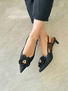 High Heels, Basic Party/Wedding/Outdoor Rhinestone Design - Black - View 1