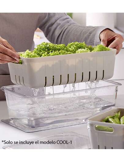 Contenedor de Almacenamiento para Refrigerador con Colador Integrado 3.5 L | Conserva Frutas y Verduras Frescas | Tapa Transparente y Drenaje de Agua | Ideal para Organizar Alimentos | Diseño Moderno y Práctico para el Hogar