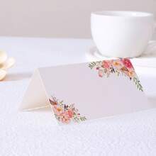 10/20/50pcs Pink Peony Tent Cards, Floral Table Seating Place Cards, Buffet Food Labels, Name Guide Cards, Folding Number Seat Assignment Tags, Suitable For Baby Shower, Wedding, Party, Banquet - Multicolor - View 6