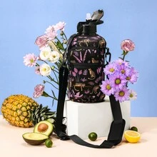 UKEIN Half Gallon Water Bottle With Storage Sleeve, 74oz Large Water Bottle With 2 Lids(Straw Lid And Chug Lid), Big Sports Water Jug For Gym With Strap, Drink Container With Handle - 黑粉 - 查看 7