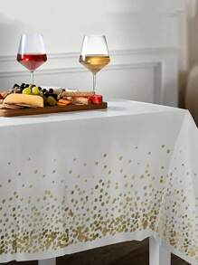1/5/10 Peças Toalha de Mesa Branca com Bolinhas Douradas, Toalha de Mesa Plástica Descartável, Cobertura de Mesa Plástica, Toalha de Mesa Branca, Cobertura de Mesa Plástica, Toalha de Mesa Dourada para Decoração de Festa, Natal