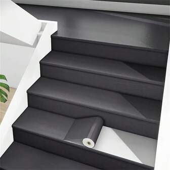 1片15厘米x5米/30厘米x5米自粘乙烯基楼梯贴纸，木纹踢脚线装饰贴花，防滑可移除装修墙纸，复古木纹图案，哑光表面，可拆卸，适用于家居家具、门、地板，兼容陶瓷表面 - 轻松DIY家居装饰，适用于客厅、楼梯、厨房、墙贴家居装饰