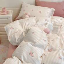 1 Set 3 Pieces Ditsy Floral Bedding, Vintage Ditsy Floral Cozy Botanical Shabby Chic Style Quick-Drying Textile Set, Breathable Machine Washable, Suitable For Spring/Summer Bedroom Decor (1 Duvet Cover + 2 Pillowcases), Pillow Case Patterns Randomly Cut - Washed Cotton Floral - View 29