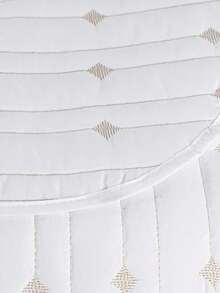 200 Thread Count Double-Sided Bedspread, Double/Queen/King/Single, Embroidered, 3-Piece Luxury Decor - 白色/卡其色 - 查看 3
