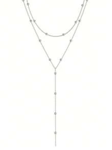 1 Stück Edelstahl Doppelschicht Halskette lange Anhänger Kette Schmuck Y-förmige Kette mit runder Kugelanhänger Doppelkette Halskette für Frauen Alltags-Tragen