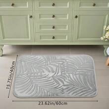 1pc/3pcs Set Light Gray Leaf Pattern Sponge High Resilience Absorbent Non-Slip Bathroom Floor Mat, Bathroom Decor Mat - Light Gray Leaves - View 9