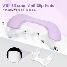 Arm Rest For Nails Tech,Height-Adjustable U Shaped Manicure Nail Arm Rest,Big Microfiber PU Leather Hand Rest For Nails Tech, Professional Salon Manicure Arm Rest Cushion - 紫色 - 查看 5