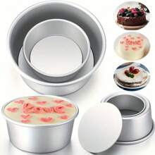 1 pièce / 3 pièces, moule à gâteau rond en aluminium, moule à gâteau rond amovible, ustensile de cuisson, petit ustensile de cuisine, accessoire de cuisine, différentes tailles disponibles, convient pour la cuisine, le restaurant, la cuisson