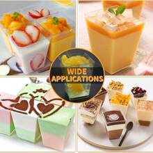 25/50/100/200Pcs, 5 Oz Plastic Clear Square Parfait Cups With Spoons, Party Small Serving Dessert Bowls For Appetizers, Puddings, Mousse, Yogurt, Parfait Ice Cream