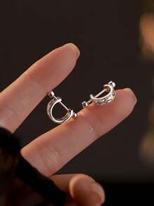 GAGAFEEL Un par de pendientes de aro geométricos elegantes de plata esterlina 925 de moda para mujeres, joyería de regalo para uso diario, fiesta o amistad