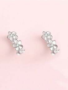 BALMORA A Pair Of Sterling 925 Silver Fashionable Elegant Cute Flower Ear Hoops Earrings For Women Daily Wearing Friendship Party Jewelry Gift