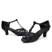 Lateinische Tanzschuhe Gesellschaftstanzschuhe mit hohem Absatz, Sandalen mit Hohldesign, Kreuzriemen, aus Satin, für Aufführungen und Tanzpraxis, mit Schnalle